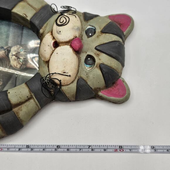 Folk-Art Inspired Whimsical Cat Picture Frame - Cheshire Photo Cat Frame - Picture 4 of 4